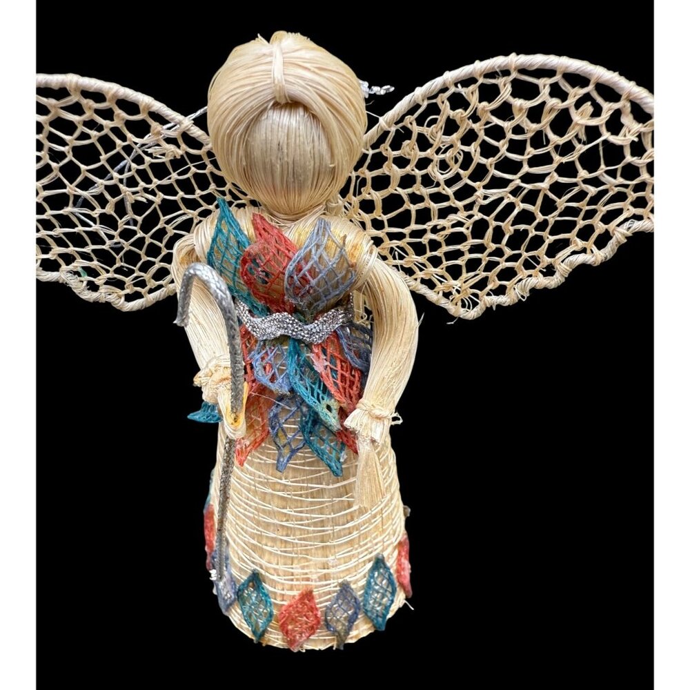 Vintage Abaca Coconut Fiber Leah Angel Figurine Christmas Tree Ornament 4” - Picture 3 of 4